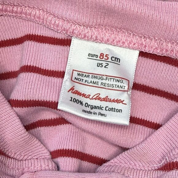 Hanna Andersson Pink Stripe Zip Pajamas One Piece Size 2 85cm - Picture 2 of 2
